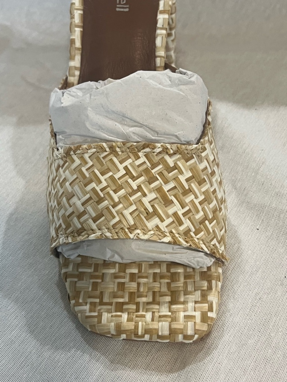 Jeffrey Campbell Melange Raffia Straw Woven Tan Block Heel Sandal NWT Size 8 - Picture 8 of 11